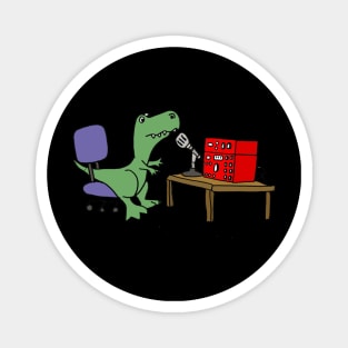 Funny Cute T-rex Dinosaur Talking on Ham Radio Magnet